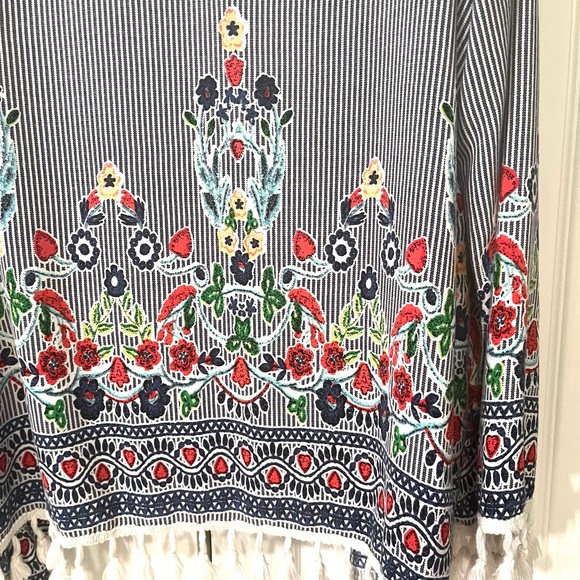 Emery Rose Floral Kimono Open Cardigan Boho Beach Tassels, size 2XL (runs small) - Picture 7 of 14